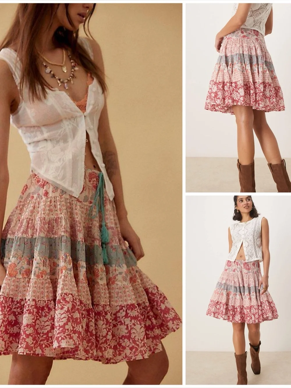 𝓯𝓹 Free People ~ Many Layers Midi Skirt - Picture 1 of 13